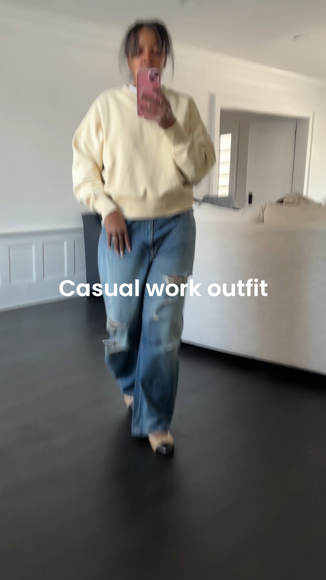 Casual work outfit date night outfit ballet flats denim sweatshirt  #style #fashion #nyc #casual #denim #jeans #sweatshirt #spring #outfit #datenight #chanel #flats 

#LTKootd #LTKgrwm #LTKOver40