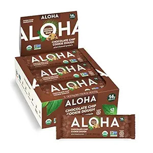 ALOHA Organic Plant Based Protein Bars - Chocolate Chip Cookie Dough - 12 Count, 1.9oz Bars - Veg... | Amazon (US)