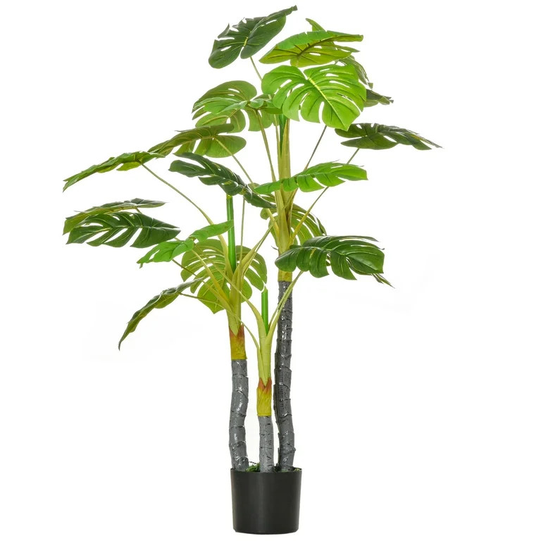 HOMCOM 4'  Artificial Monstera Tree Fake Plant in Pot Indoor Outdoor Décor - Walmart.com | Walmart (US)
