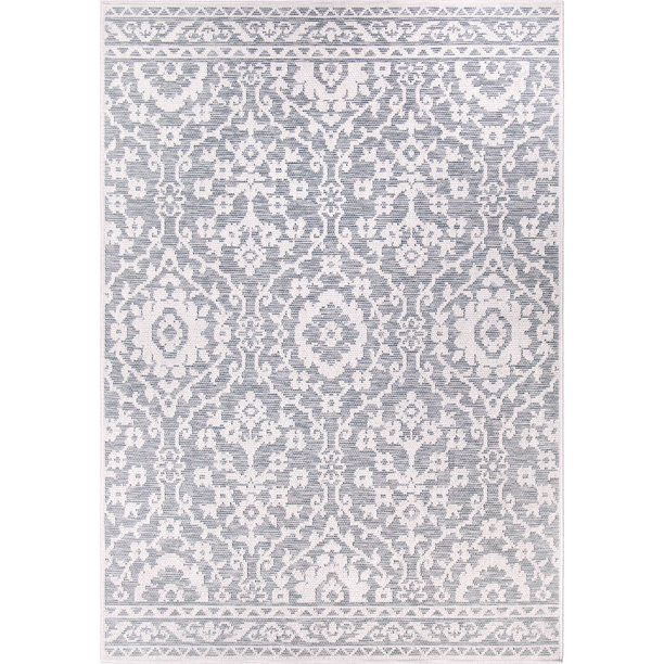 My Texas House Amelia Reversible Indoor/ Outdoor Area Rug, Natural Blue, 8' x 10' | Walmart (US)