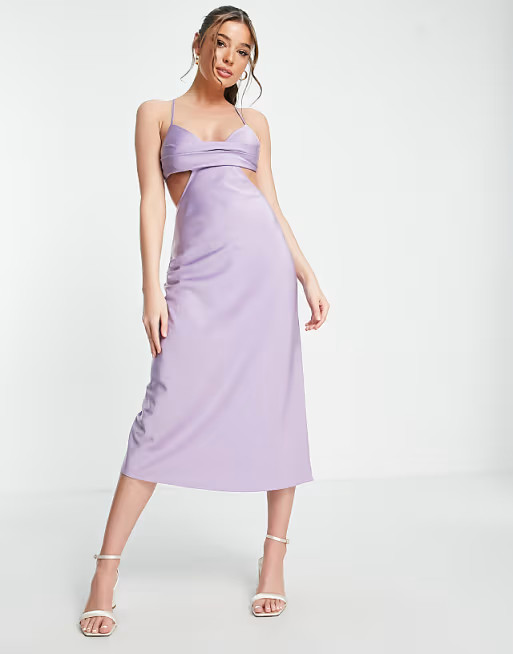 The Frolic satin bust-detail cami dress in lilac | ASOS (Global)