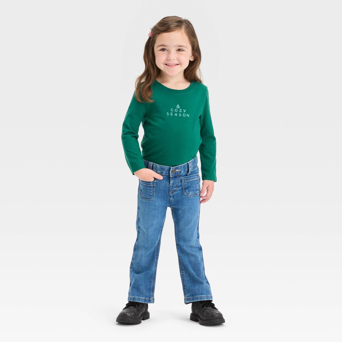 Toddler Cozy Long Sleeve T-Shirt - Cat & Jack™ Forest Green | Target