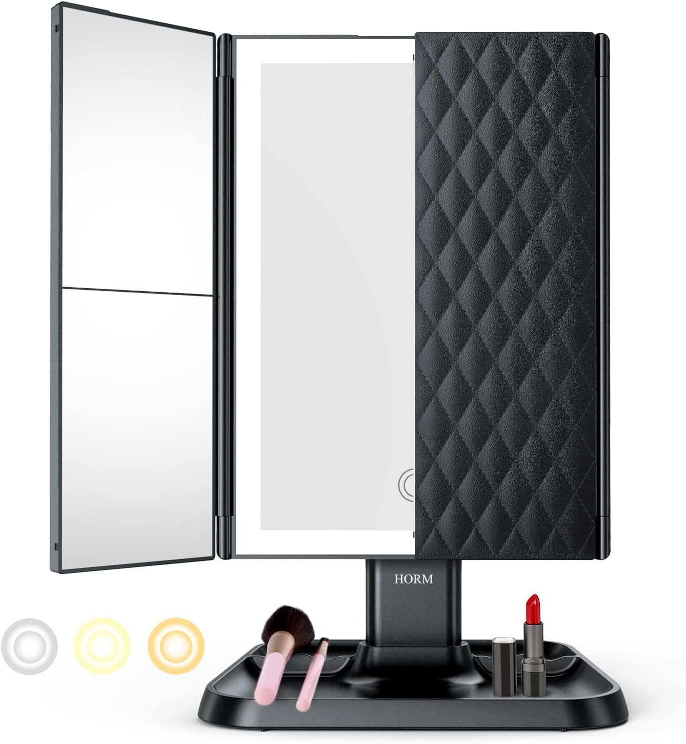 Amazon.com: Makeup Mirror Vanity Mirror with Lights - 3 Color Lighting Modes 72 LED Trifold Mirro... | Amazon (US)