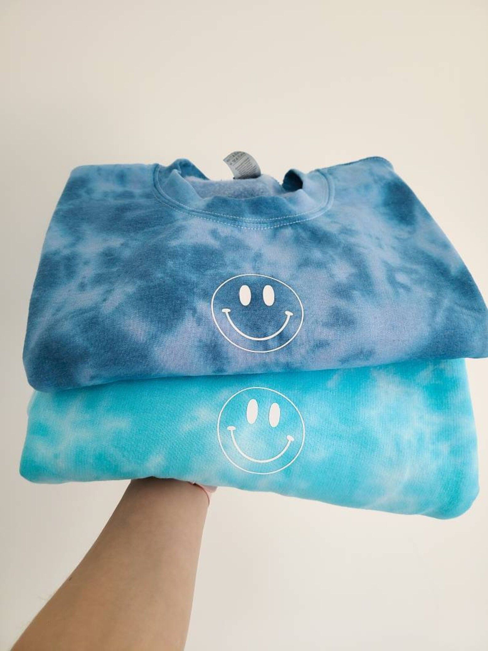 Tie Dye Crewneck Sweatshirt With Smile Face Vinyl Decal / - Etsy | Etsy (US)