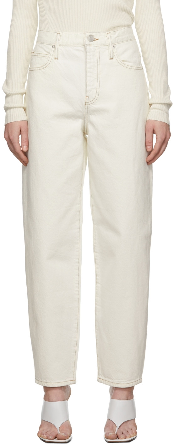 White Ultra High Rise Barrel Jeans | SSENSE