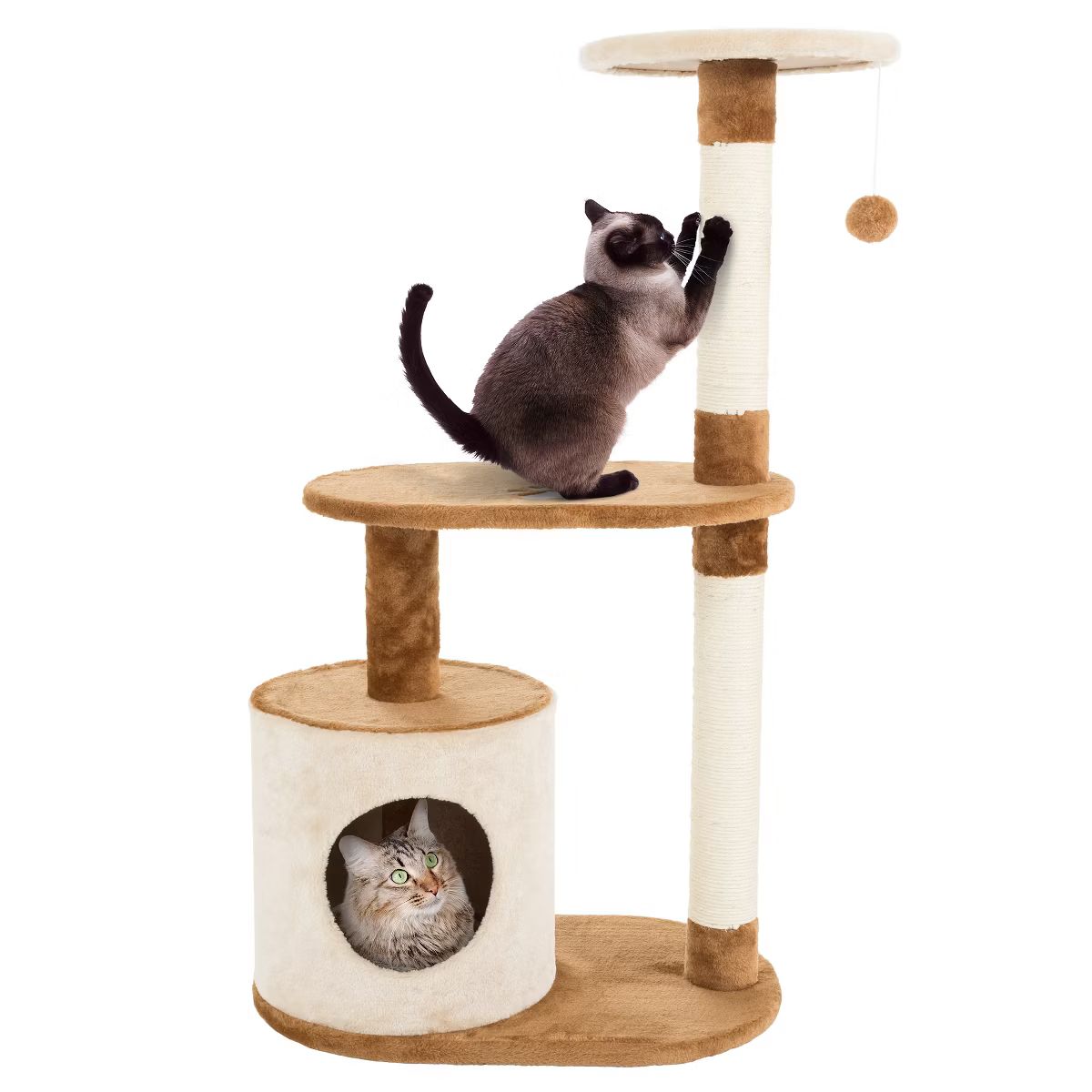 Petmaker 3 Tier Cat Tree Condo with Scratching Posts Brown/Tan | Target