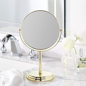 Amazon Basics Vanity Mirror - 1X/5X Magnification, Gold | Amazon (US)