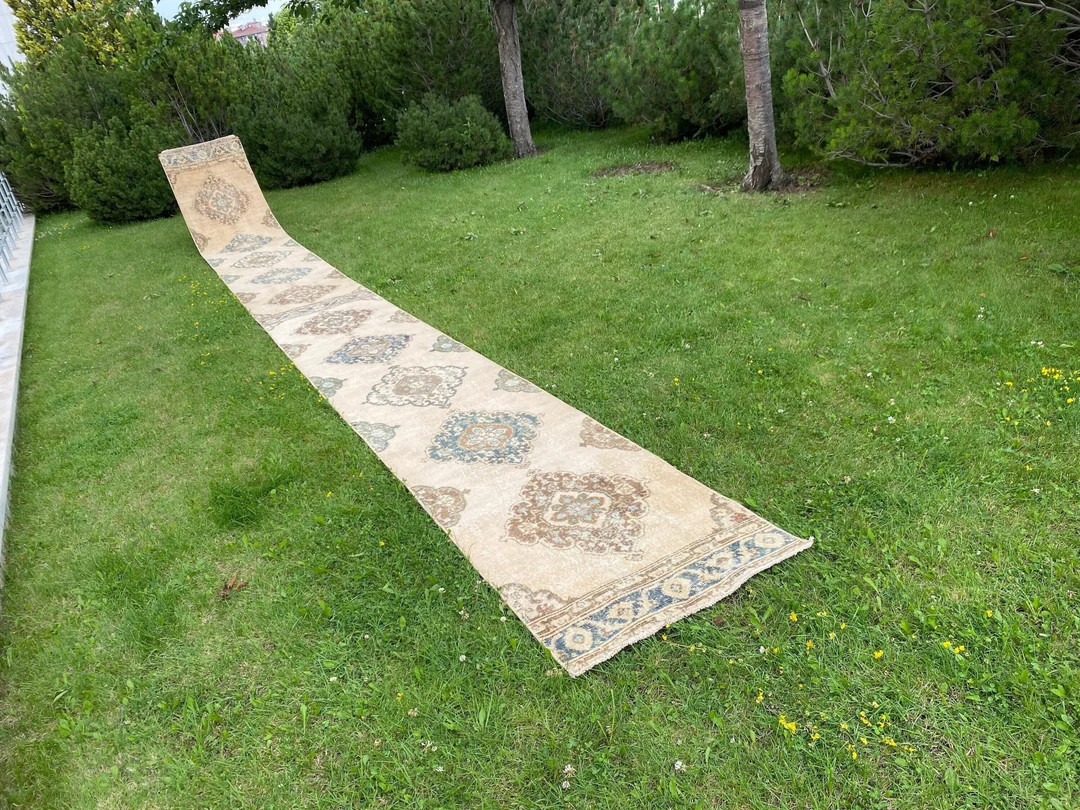 Extra Long Runner Rug Oushak Beige Vintage Runner Narrow - Etsy | Etsy (US)