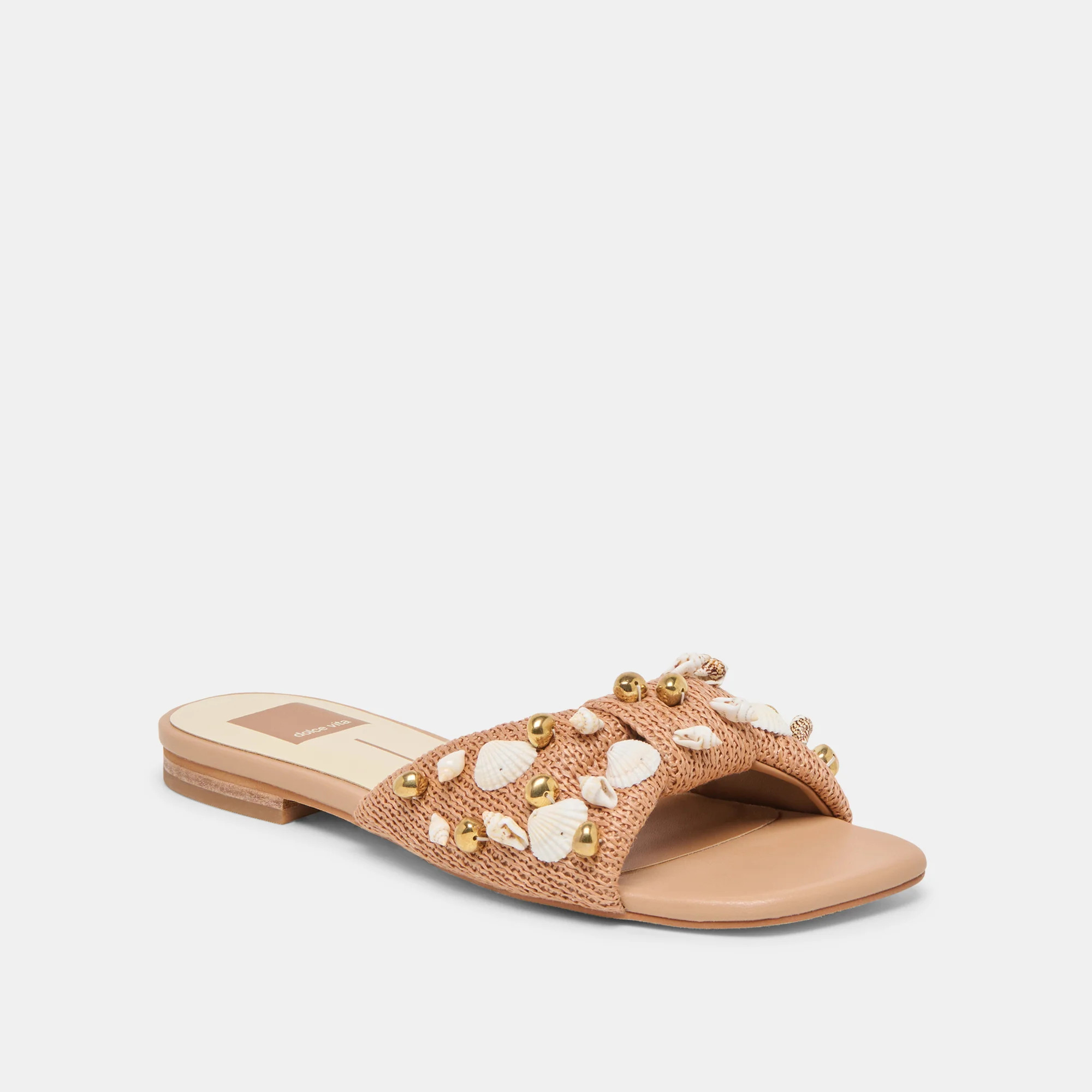 Lizza Toffee Beaded Raffia Sandals | Dolce Vita | DolceVita.com