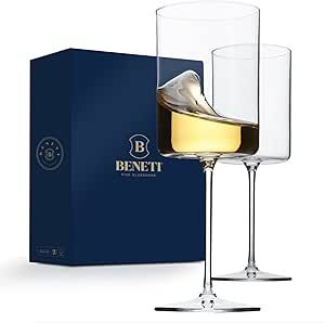 Superlative Edge Wine Glasses Square [Set of 2] White & Red Wine Goblets, Premium Clear Glass Bor... | Amazon (US)
