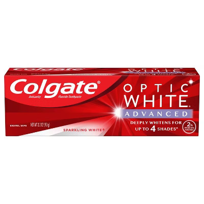 Colgate Optic White Advanced Whitening Toothpaste with Fluoride, 2% Hydrogen Peroxide - Sparkling... | Target