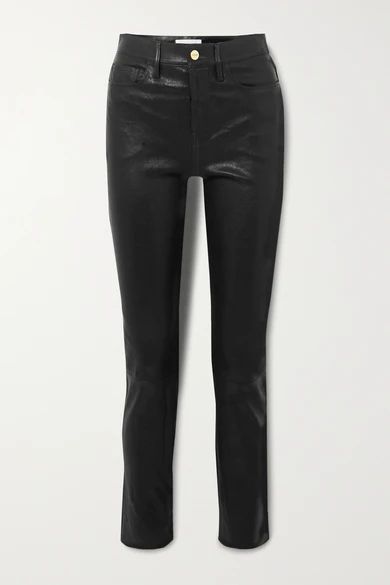 FRAME - Le Sylvie High-rise Slim-leg Leather Pants - Black | NET-A-PORTER (US)