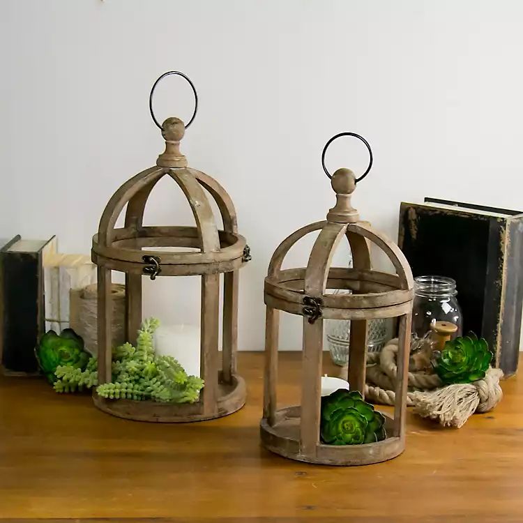 Weathered Wood 2-pc. Decorative Lantern Set | Kirkland's Home