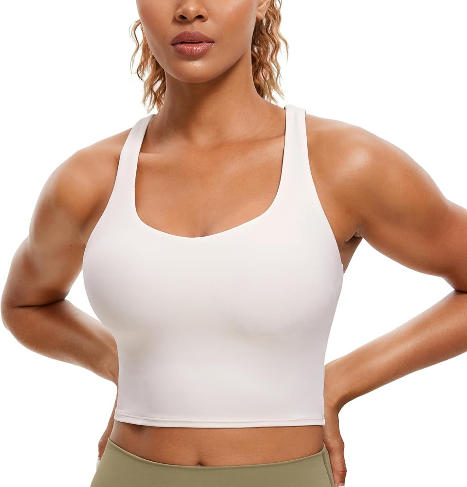 CRZ YOGA Womens Butterluxe Strappy Longline Sports Bra - Padded Criss Cross Yoga Bra Workout Crop... | Amazon (US)