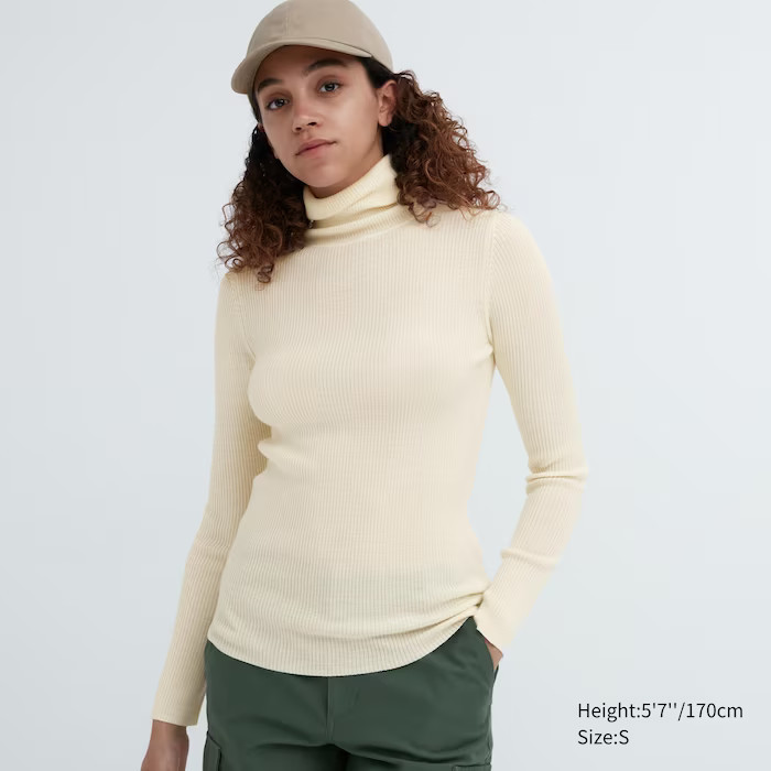 Extra Fine Merino Ribbed Turtleneck Long-Sleeve Sweater | UNIQLO (US)