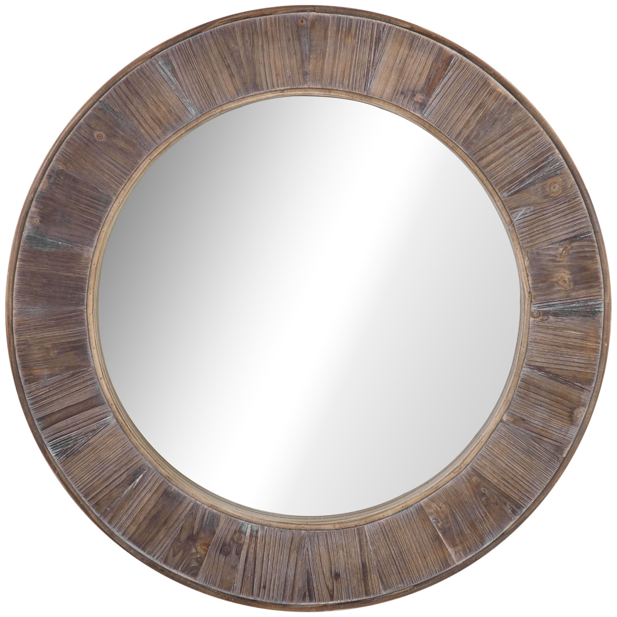 HOMCOM 31" Farmhouse Wood Wall Mirror, Decorative Round Mirror for Wall Decor in Living Room, Bed... | Walmart (US)