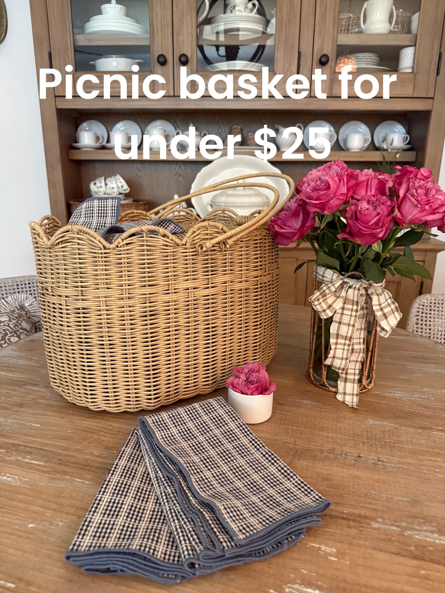 Sharing my recent find and purchase.  Picnic basket with a cottagecore look 
Spacious and made with metal and a poly rattan so it’s perfect for outdoor and indoor use.  Use as a picnic basket or use around your home and garden for styling.  Sharing a few other options for your summertime beach days 