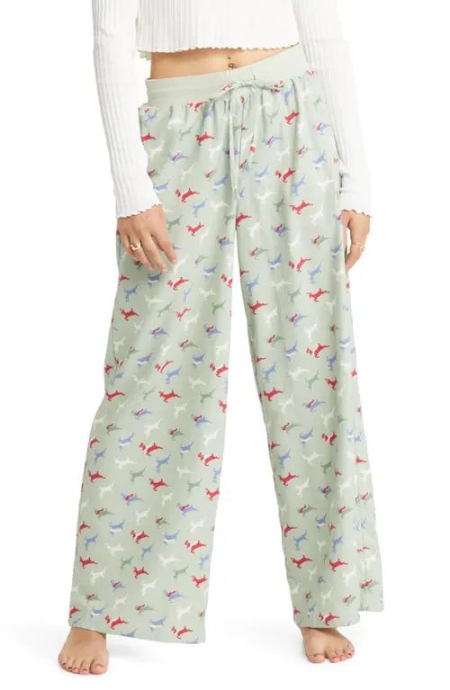 BP. Print Cotton Blend Flannel Pajama Pants in Green Mercury Reindeer at Nordstrom, Size X-Small | Nordstrom