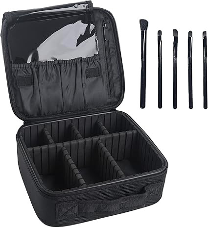 Makeup Bag Organizer, DISEN Travel Makeup Bag with Extra 5 Brushes & Adjustable Dividers, Makeup ... | Amazon (US)