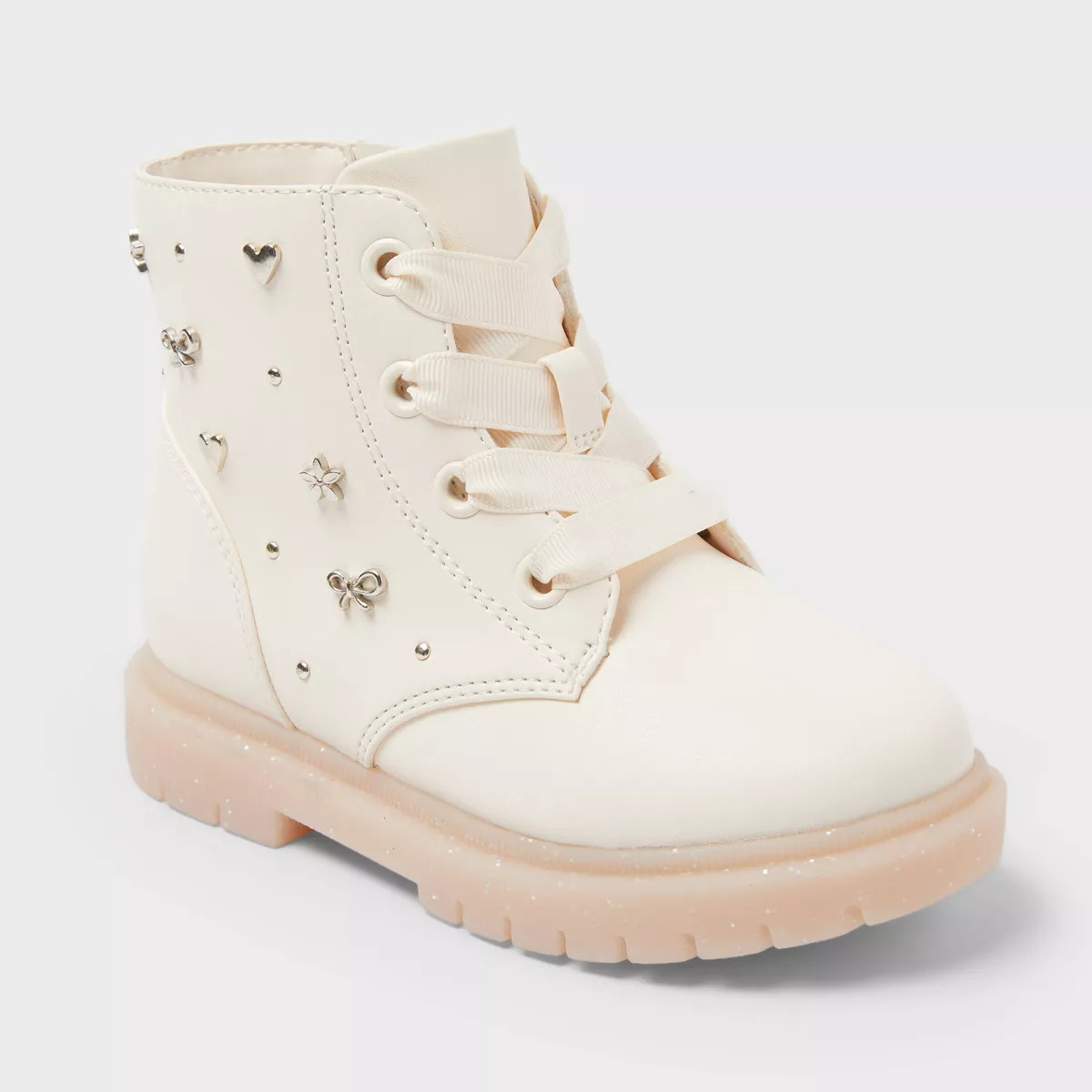 Toddler Amaya Lace-Up Combat Boots - Cat & Jack™ Ivory | Target
