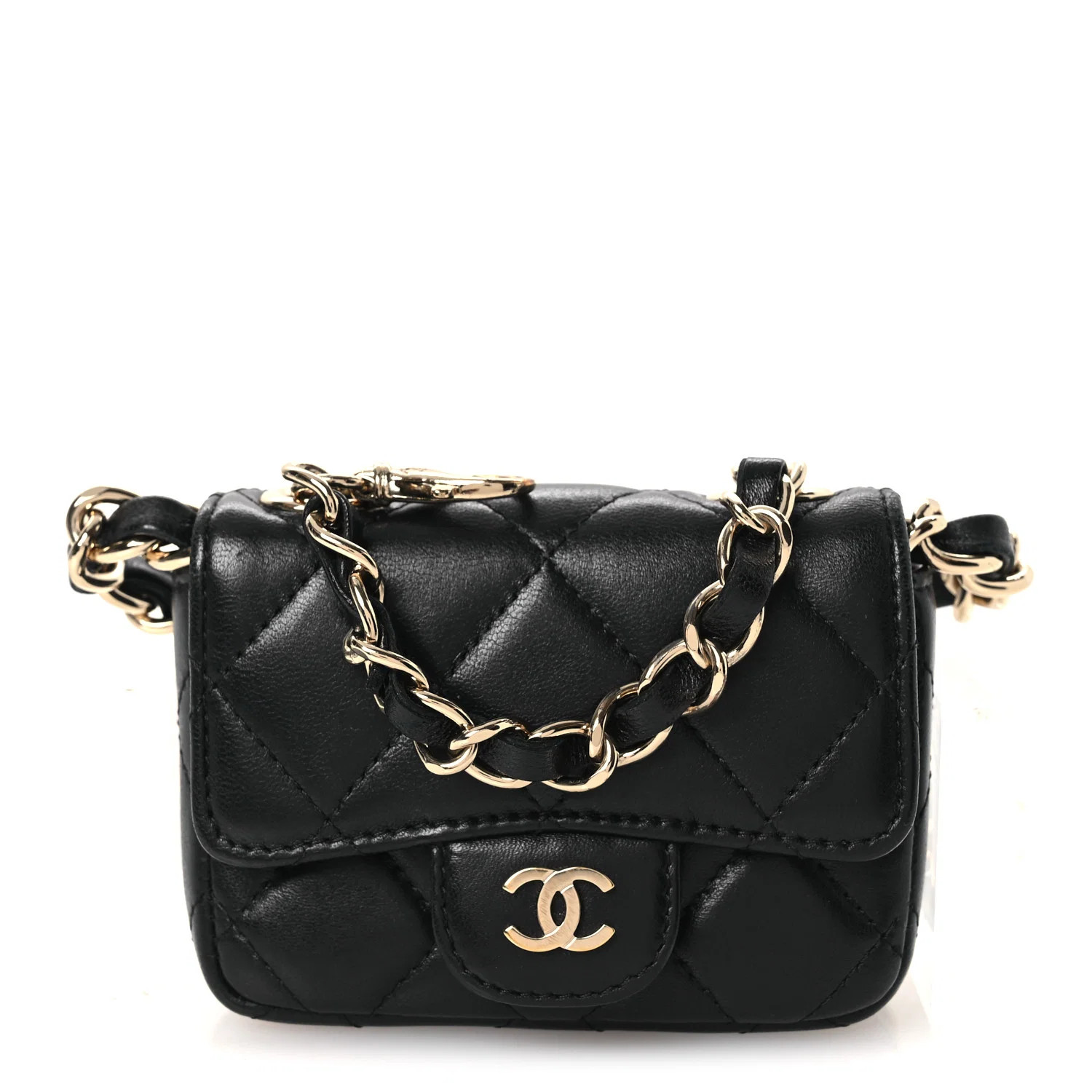 Chanel Lambskin Quilted Mini Chain Belt Bag Black 1872748 | FASHIONPHILE (US)