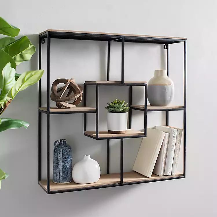 Wood and Metal Modular Wall Shelf | Kirkland's Home
