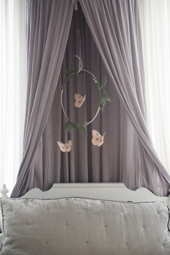 Pink Butterfly Mobile in Green Vines and Metallic Silver | Etsy | Etsy (US)