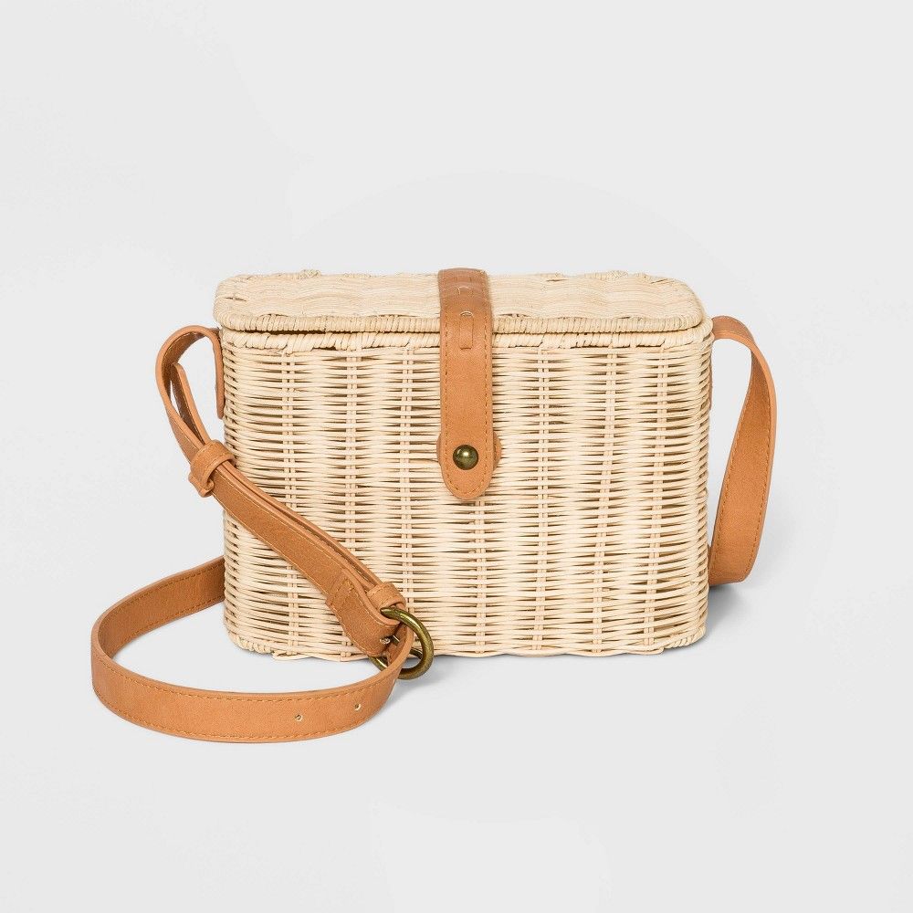 Rattan Straw Flap Crossbody Bag - Universal Thread Natural, Brown | Target