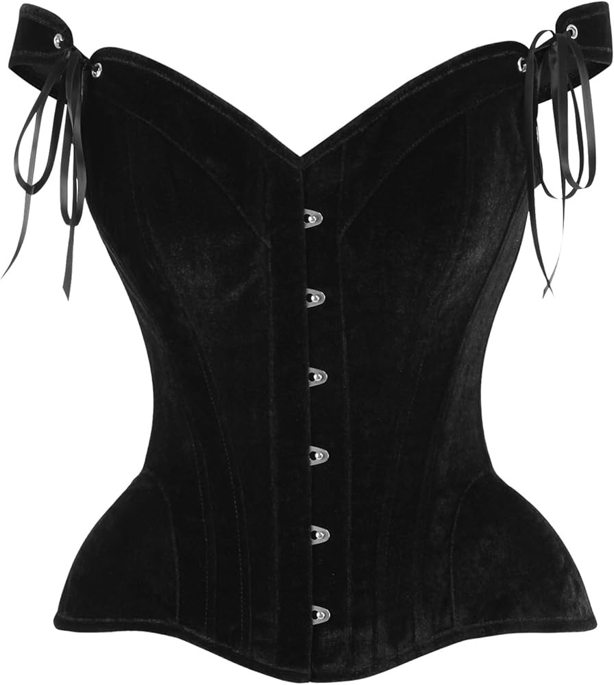 Daisy corsets Womens Top Drawer Black Velvet Steel Boned Corset W/Straps | Amazon (US)
