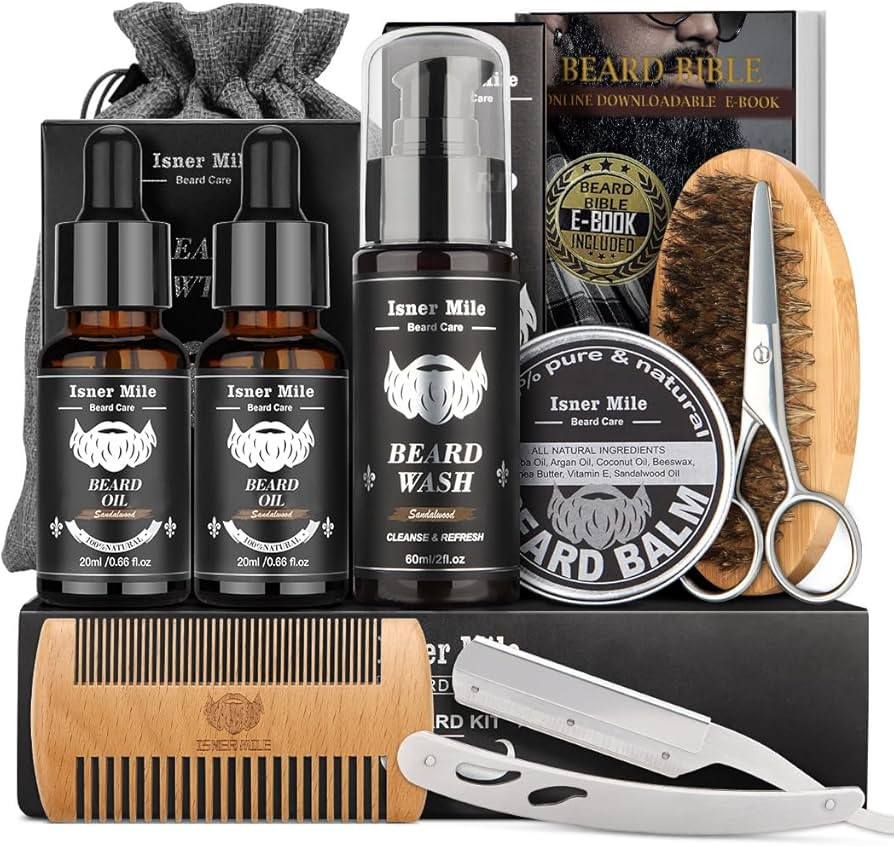 Isner Mile Beard Kit for Men, Grooming & Trimming Tool Complete Set with Shampoo Wash, Beard Care... | Amazon (US)