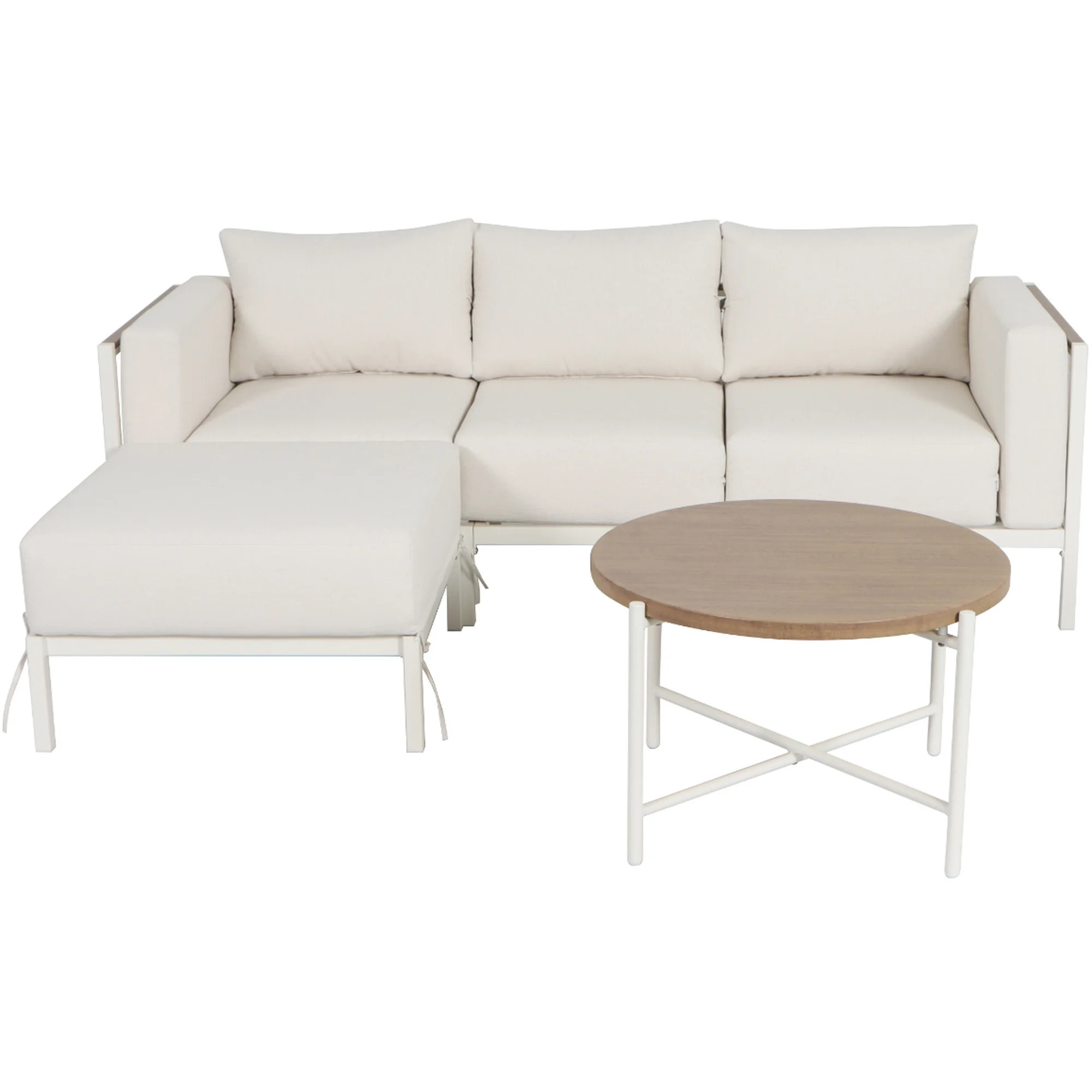 Mainstays Westmont 4-Piece Cushion Outdoor Chaise Sectional, White | Walmart (US)