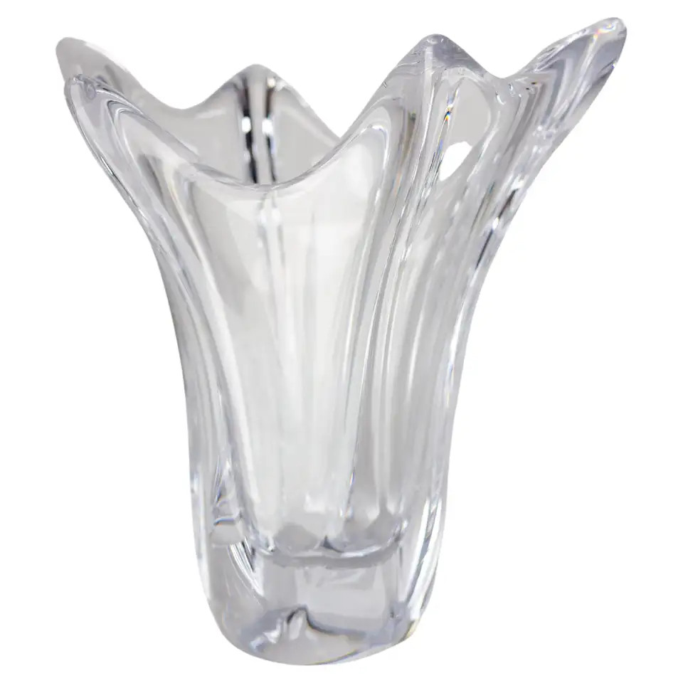 French Crystal Vase Daume Manufactures Mid-Century | 1stDibs