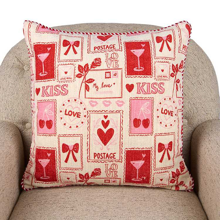 New! Valentine Postage Stamp Pillow | Kirklands
