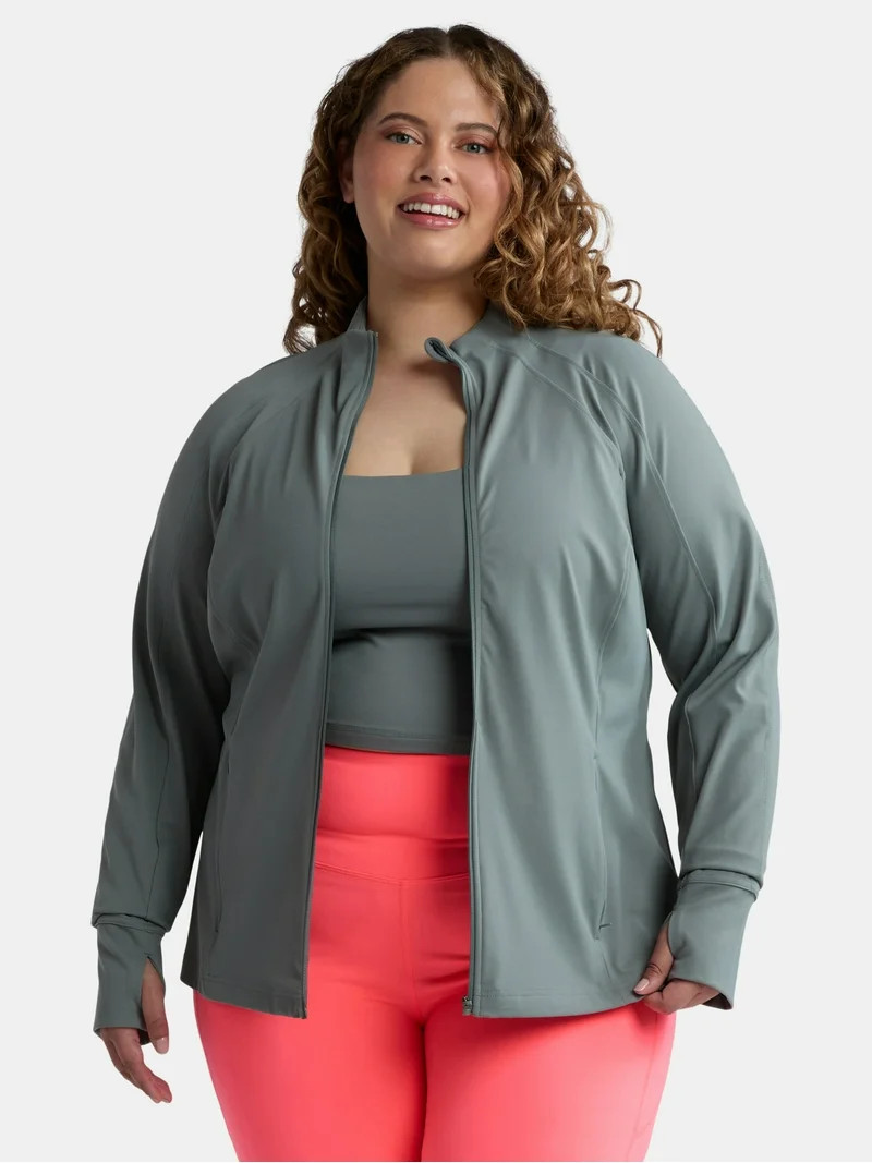 Avia Women's and Women's Plus SoftSculpt Zip-Up Active Jacket, Sizes XS-4X | Walmart (US)