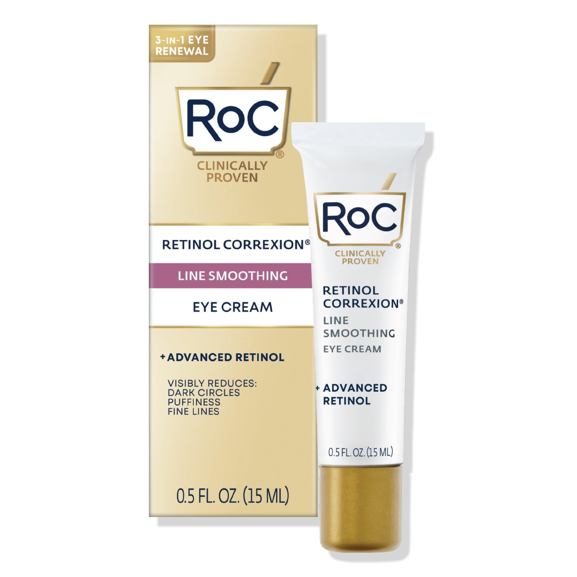 RoC Retinol Correxion Under Eye Cream for Dark Circles & Puffiness, Daily Wrinkle Cream, Anti Agi... | Amazon (US)