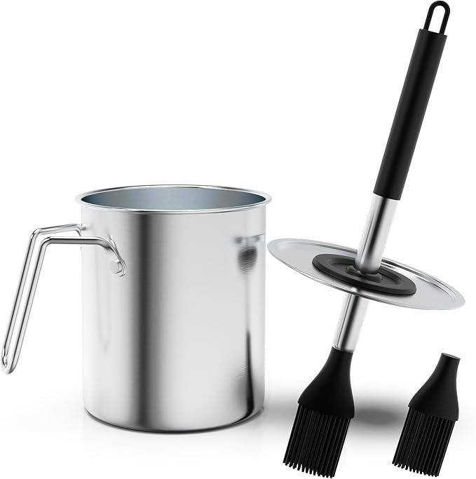 Geesta Adjustable Sauce Pot and Basting Brush Set, Long Stainless Steel Basting Brush for Cooking... | Amazon (US)