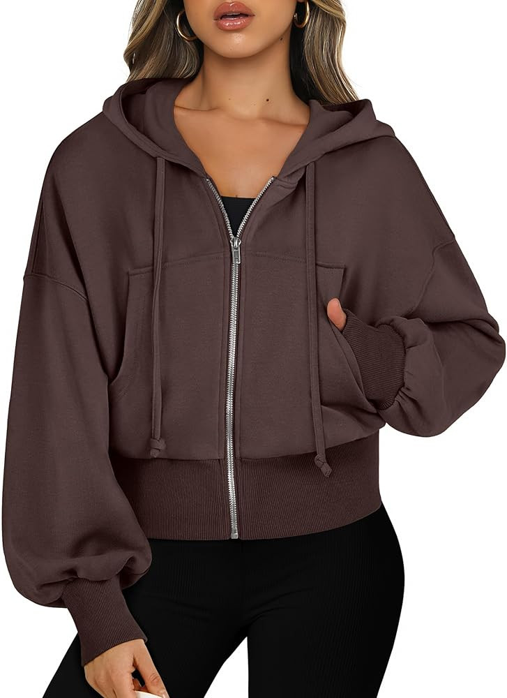 ANRABESS Womens Zip Up Hoodies Cropped Sweatshirts Casual Comfy Cute Zip Jackets Fashion Trendy F... | Amazon (US)