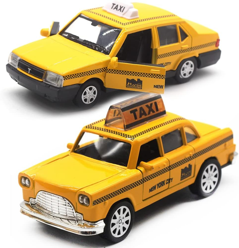 New York City Taxi Cab Toy Taxi Car Toy for Kids Yellow Cab Diecast Model Toy Car with Pullback Action for Toddler Age 3+ Pack of 2 | Amazon (US)