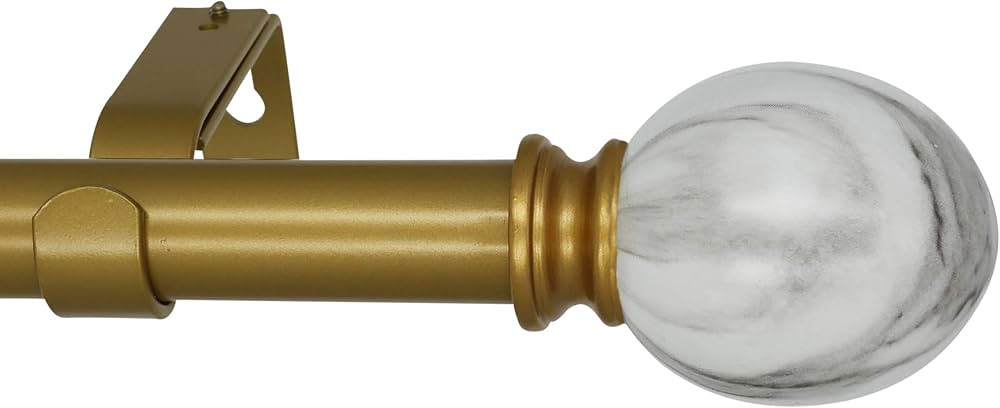 Meriville 1-Inch Diameter Single Window Treatment Curtain Rod, Ellipse Marble Finial, 48-inch to ... | Amazon (US)