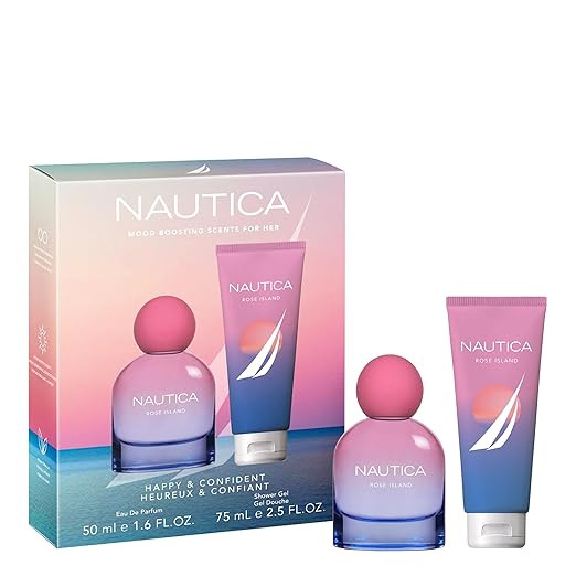 Nautica for Her Rose Island Giftset, 1.6 fl oz EDP + 2.5 fl oz Shower Gel, Notes of Lemon, Rose, ... | Amazon (US)