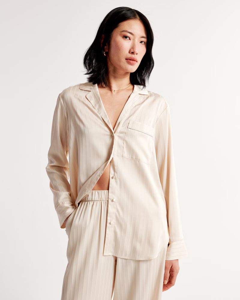 Women's Satin Jacquard Sleep Shirt | Women's Intimates & Sleepwear | Abercrombie.com | Abercrombie & Fitch (US)