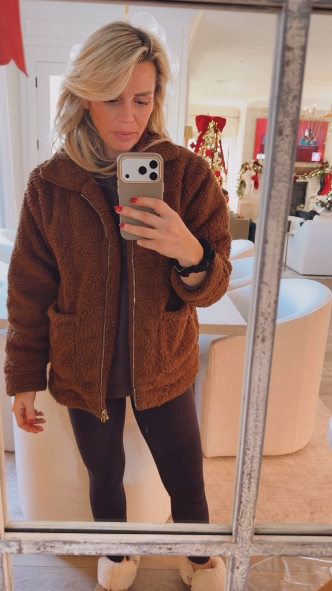 Wearing this Sherpa jacket from Amazon on repeat all winter long!