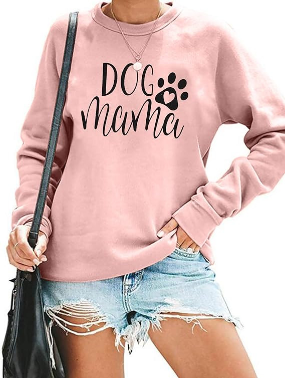 ALLTB Dog Mom Sweatshirt Women Dog Mama Shirt Pullover Cute Dog Sweater Long Sleeve Letter Print ... | Amazon (US)