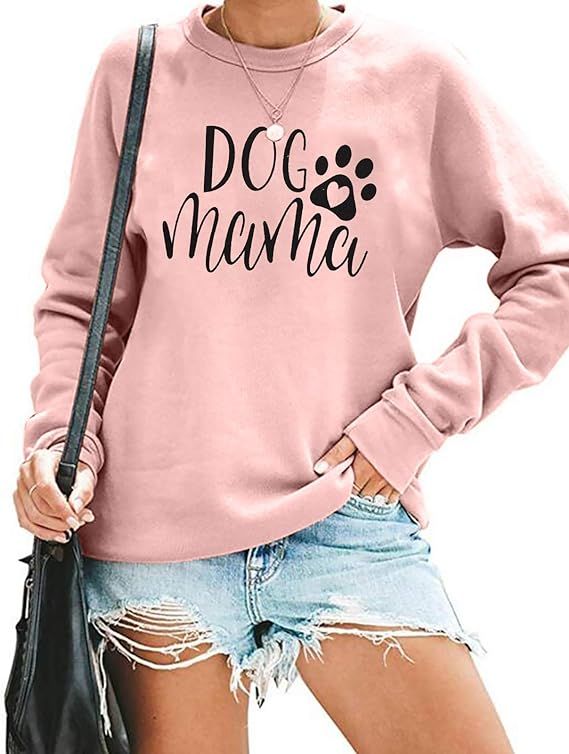 ALLTB Dog Mom Sweatshirt Women Dog Mama Shirt Pullover Cute Dog Sweater Long Sleeve Letter Print ... | Amazon (US)