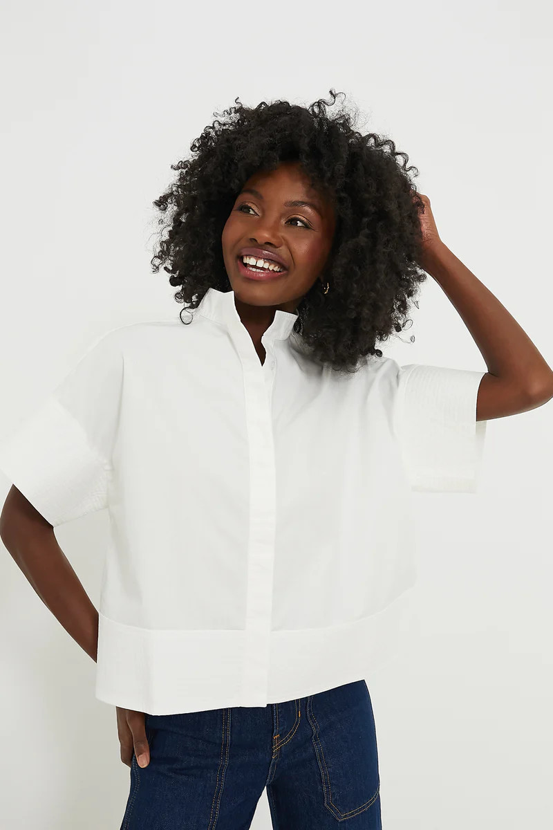 White Trapunto Stitch Sofia Shirt | Tuckernuck (US)