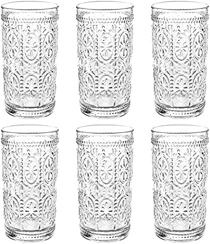 Bekith 6 Pack 12 oz Romantic Water Glasses, Premium Drinking Glasses Tumblers for Beverages, Beer... | Amazon (US)