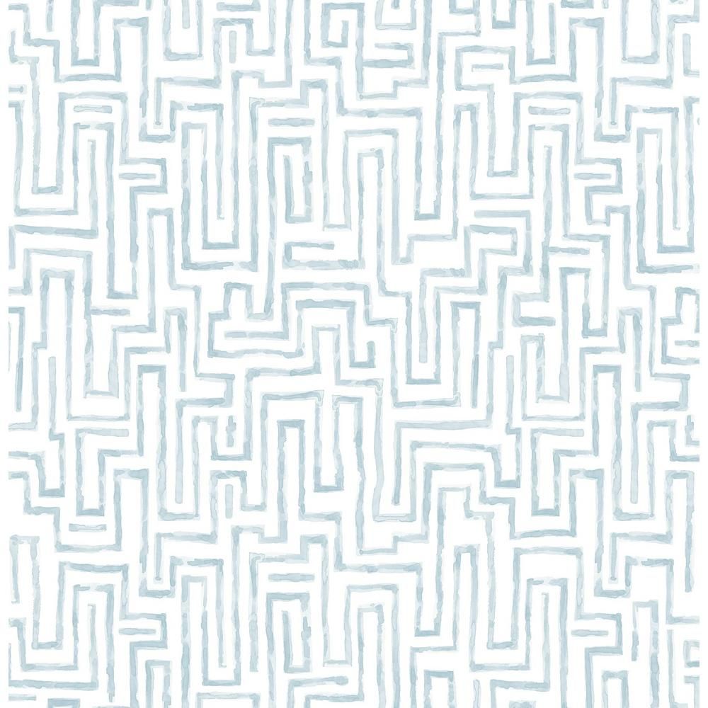 MANHATTAN COMFORT INC Phoebe Ramble Blue Geometric Wallpaper | The Home Depot
