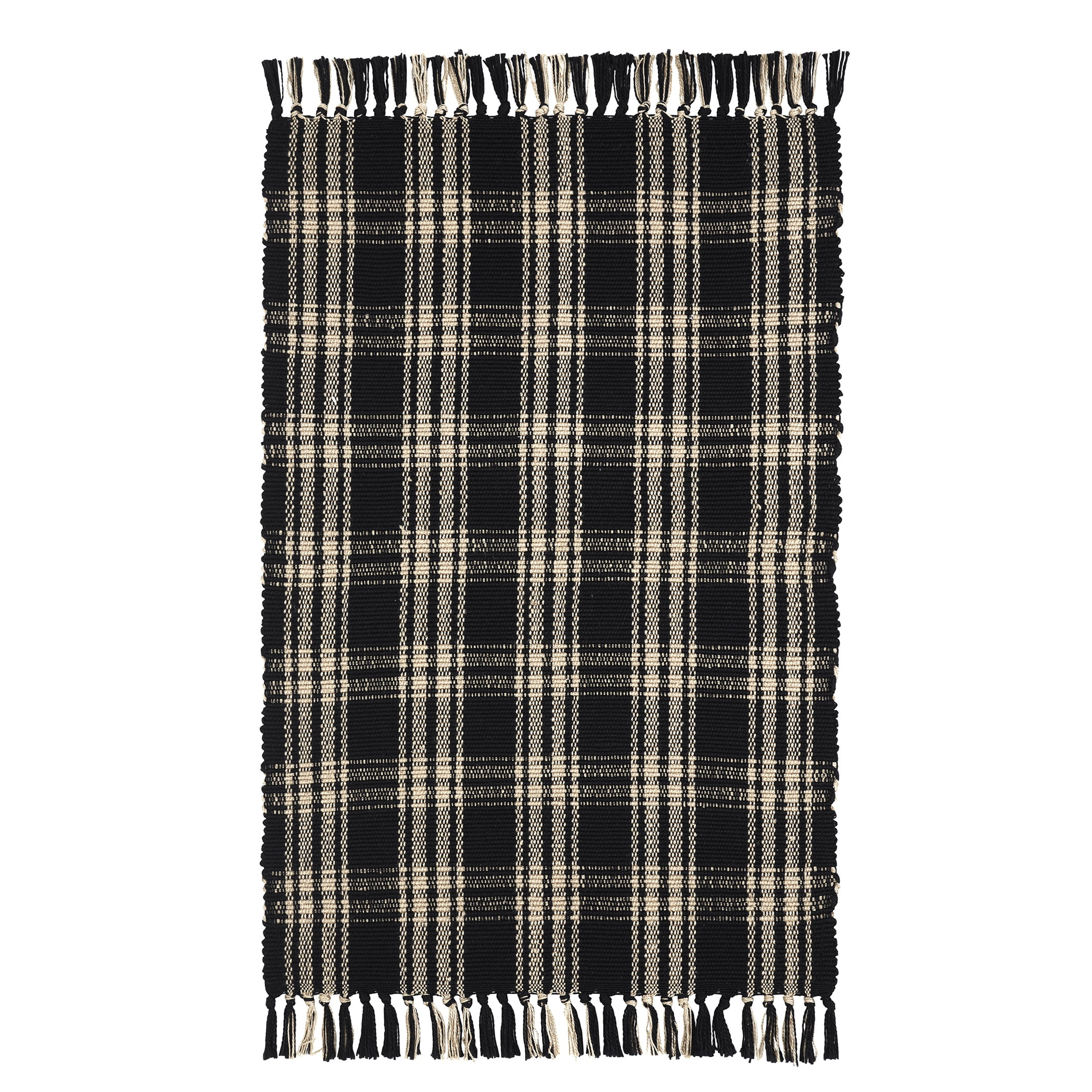 My Texas House Black Plaid Indoor/Outdoor Layering Rug, 24" x 38" | Walmart (US)
