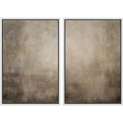 MUDECOR Framed Canvas Print Wall Art Monochromatic Gradient Abstract Minimalist Gray Illustrations Modern Art Decorative Bohemian Colorful Chic for Living Room, Bedroom, Office - 16"x24"x2 WHITE | Amazon (US)