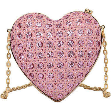 Jeweled Heart Evening Purse, Pink | Maisonette